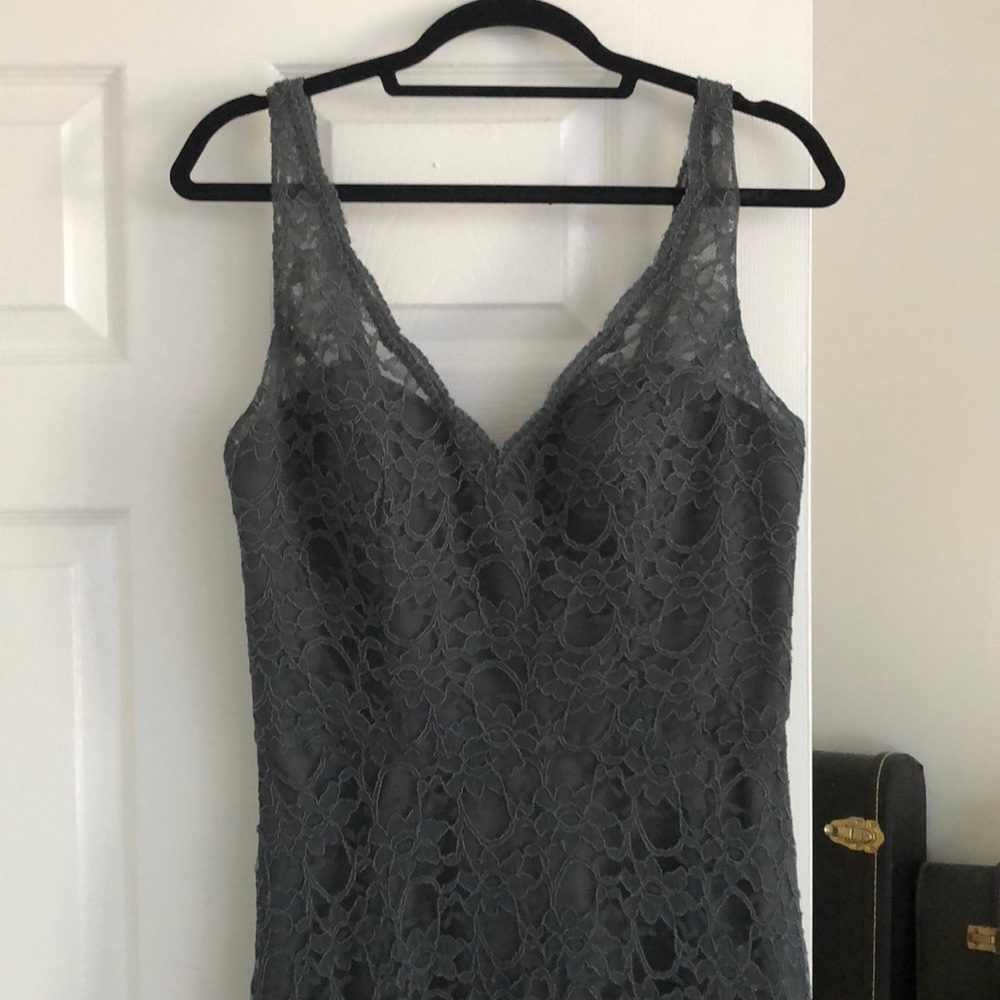Gray lace bridesmaids dress